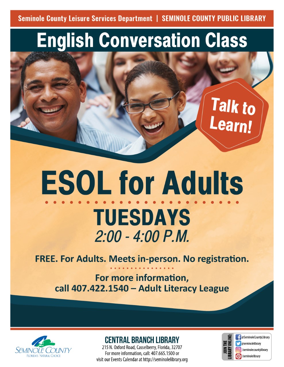 ESOL for Adults @ Central Branch Library