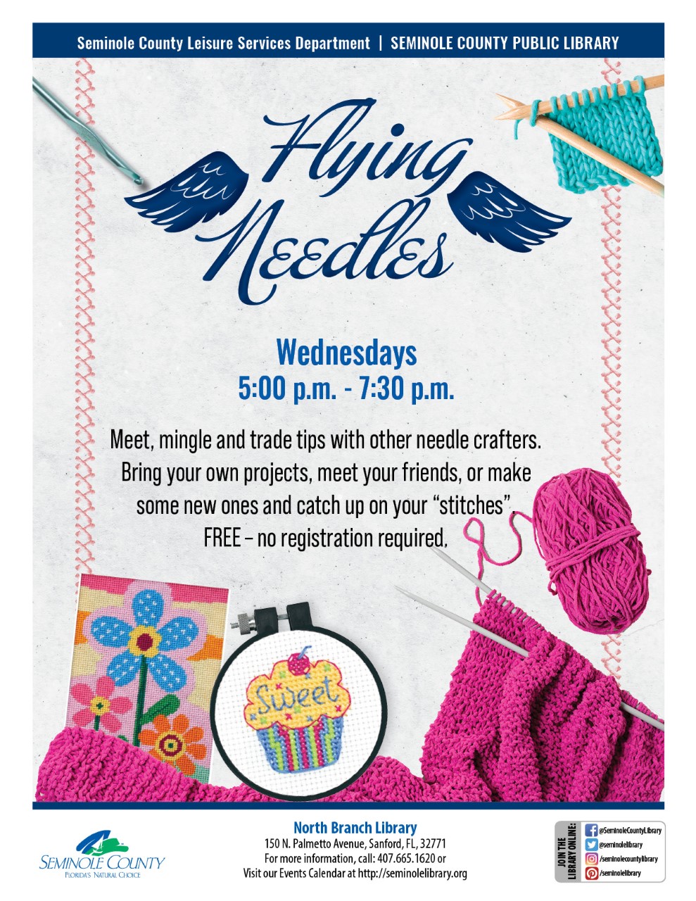 Flying Needles Every Wednesday at North Branch Library