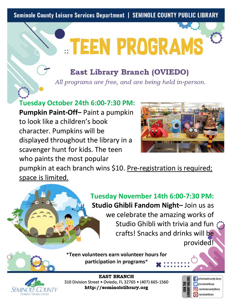 East Branch Teen Programs - Fall 2023