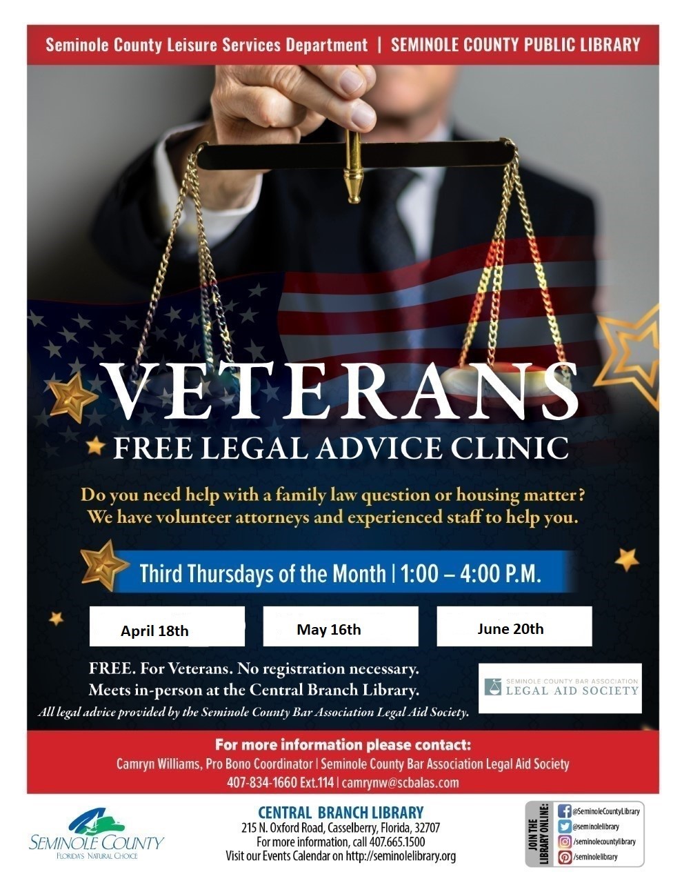Veterans Free Legal Advice Clinic at Central Branch