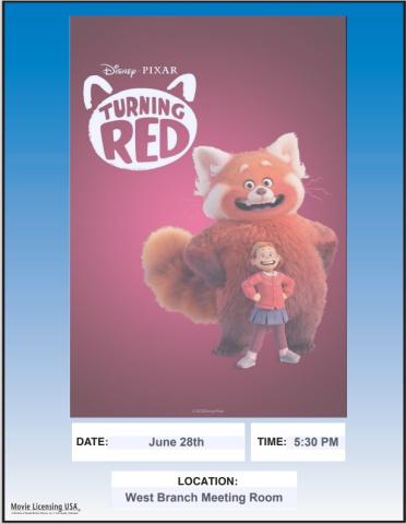 Family Movie Turning Red at West Branch Library