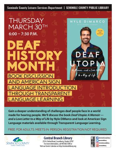 Deaf History Month Book Discussion &  American Sign Language Introduction 