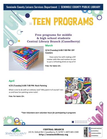 Central Branch Library Teen Events
