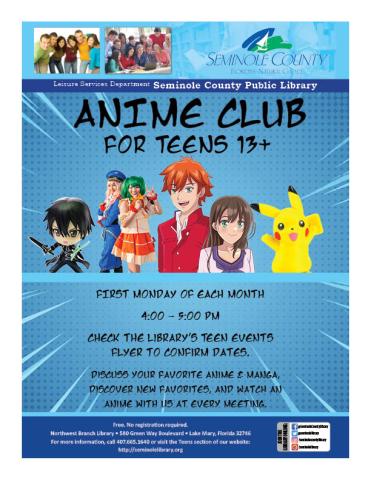Anime Club for Teens - Northwest Branch Library