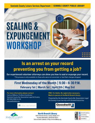 Sealing & Expungement Workshop Flyer