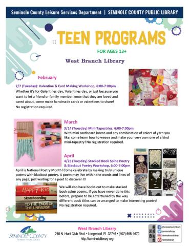 West Branch Library Teen Events