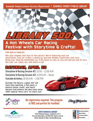 Library 500: A Hot Wheels Car Racing Festival with Storytime & Crafts