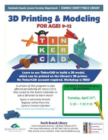 3D Printing & Modeling for Ages 9-12