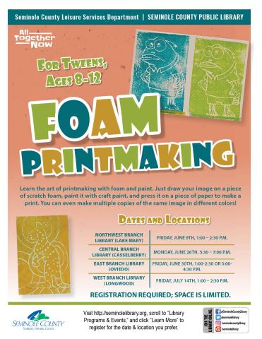 Foam Printmaking for Tweens, Ages 8-12