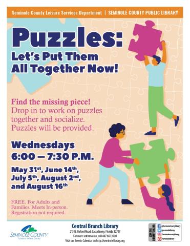 Puzzles: Let’s Put Them All Together Now! Program at Central Branch Library