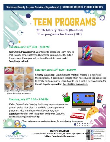 North Branch Library Summer Events for Teens