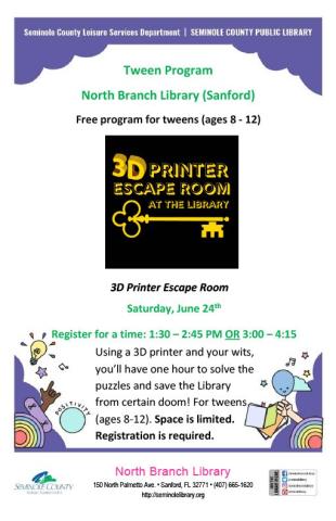 3D Printer Escape Room for Tweens (Ages 8-12)