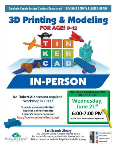Tween 3D Printing Program at East Branch Library