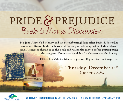 Pride and Prejudice Book and Movie Discussion Program at Northwest Branch Library