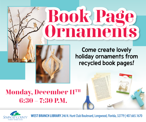 Book Page Ornaments program at West Branch Library