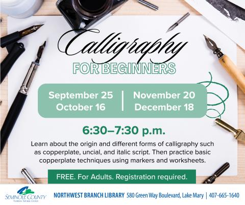 Calligraphy for beginners flyer
