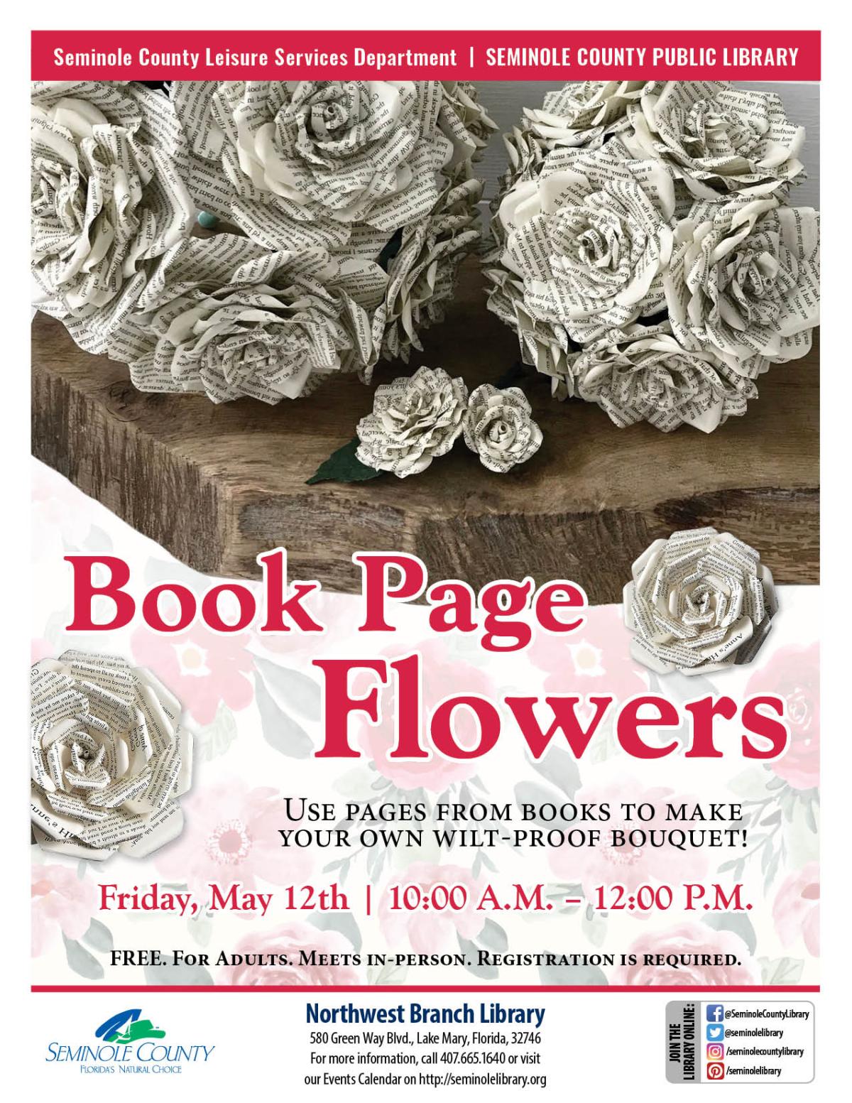 Book Page Flowers program at Northwest Branch Library