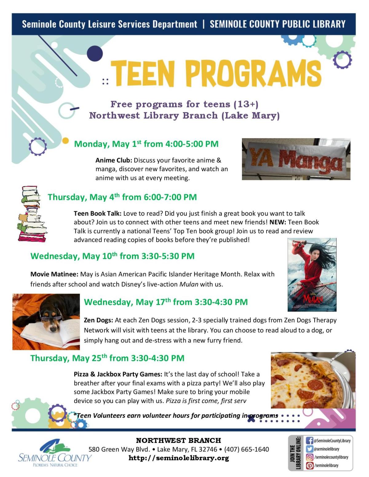 Northwest Branch Library - Teen Events for May 2023