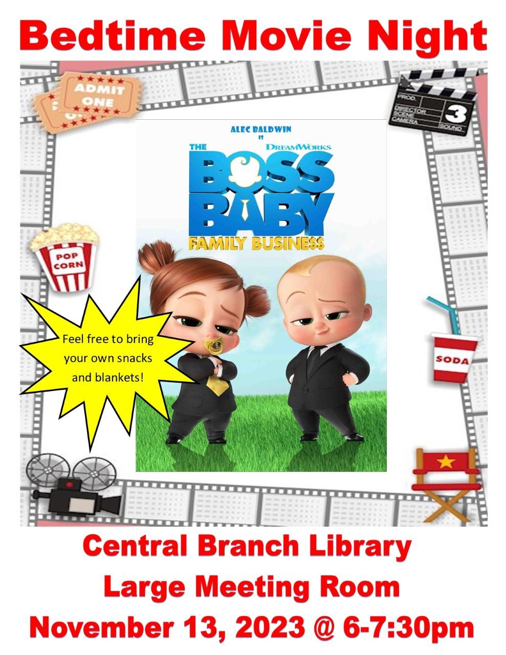 Boss Baby: Family Business Movie Program at Central Branch Library