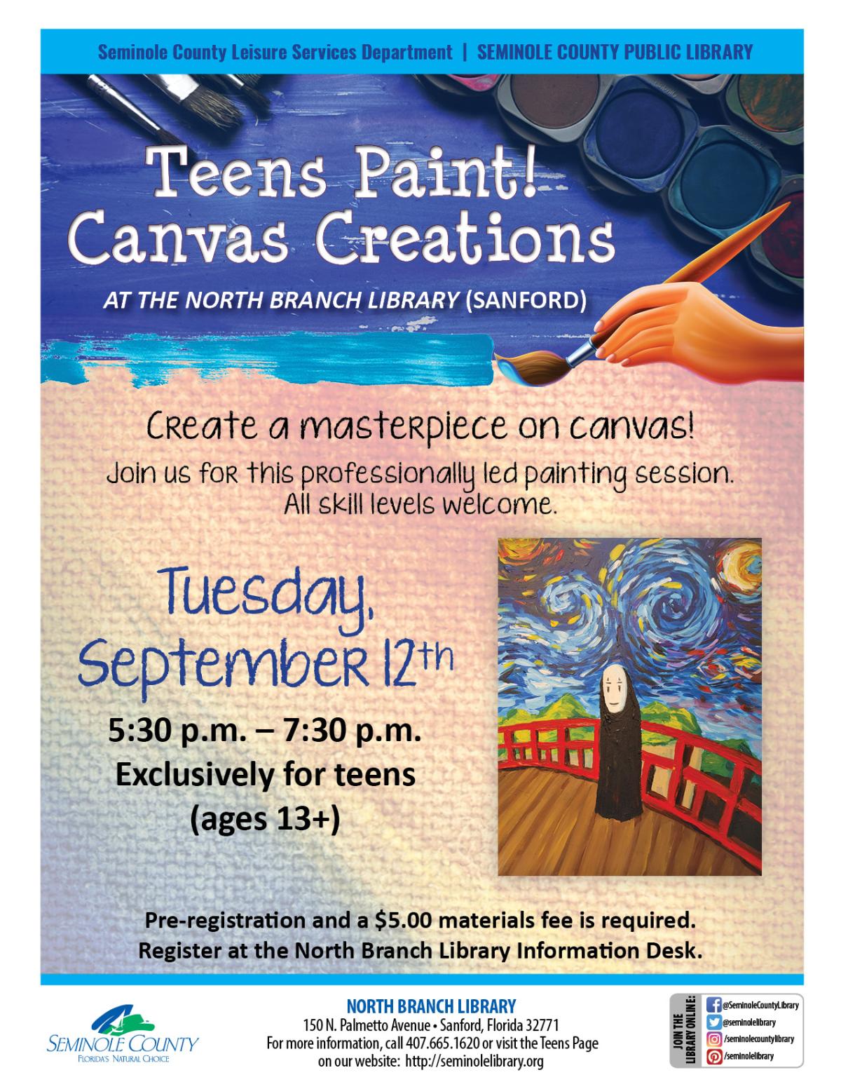 Teens Paint - Canvas Creations - North Branch Library