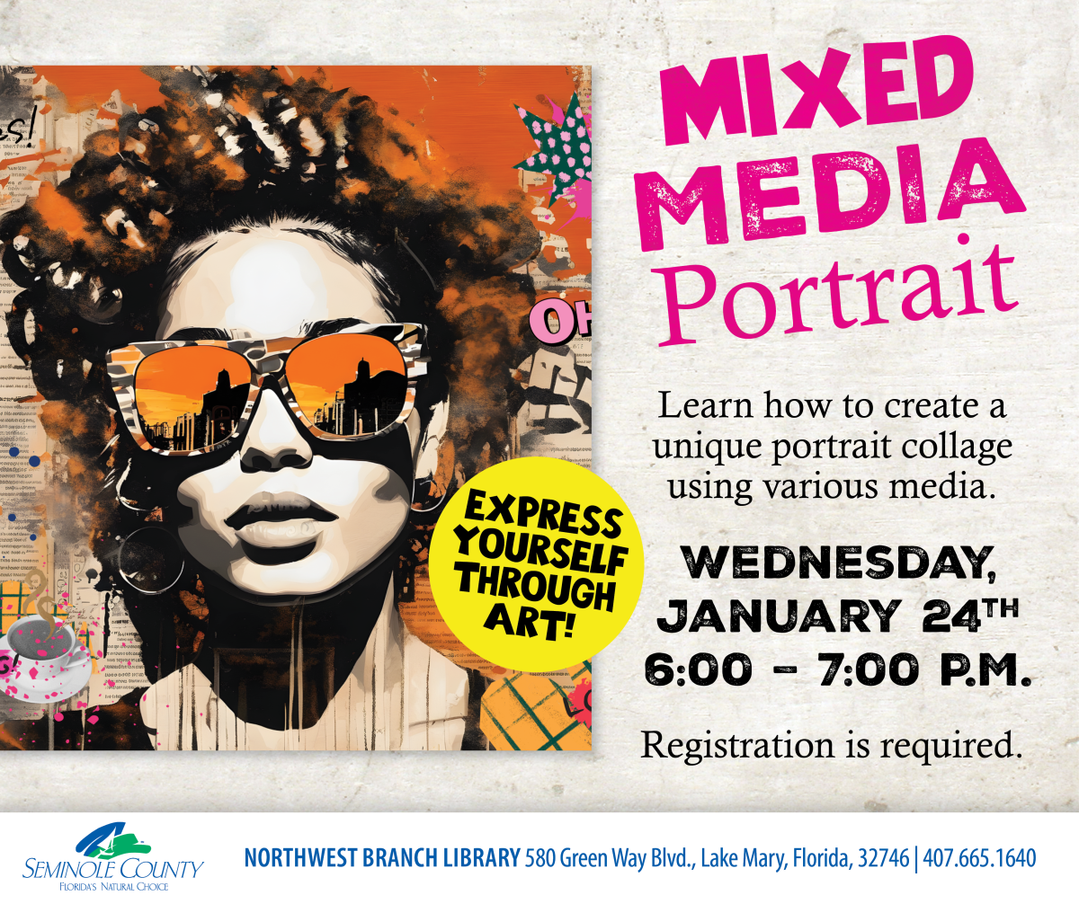 Mixed Media Portrait program at Northwest Branch Library