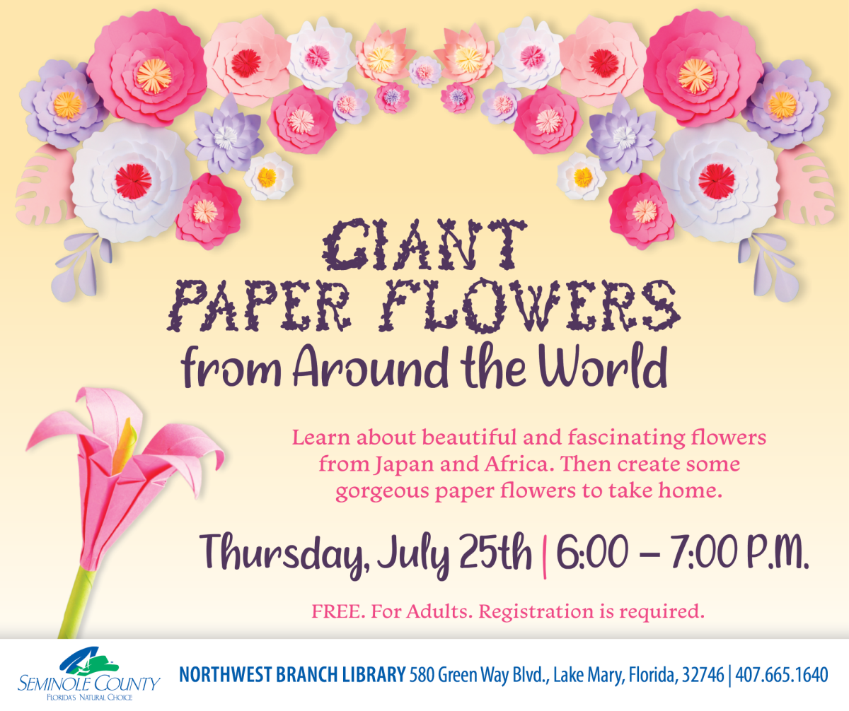 Giant Paper Flowers from Around the World program at Northwest Branch Library