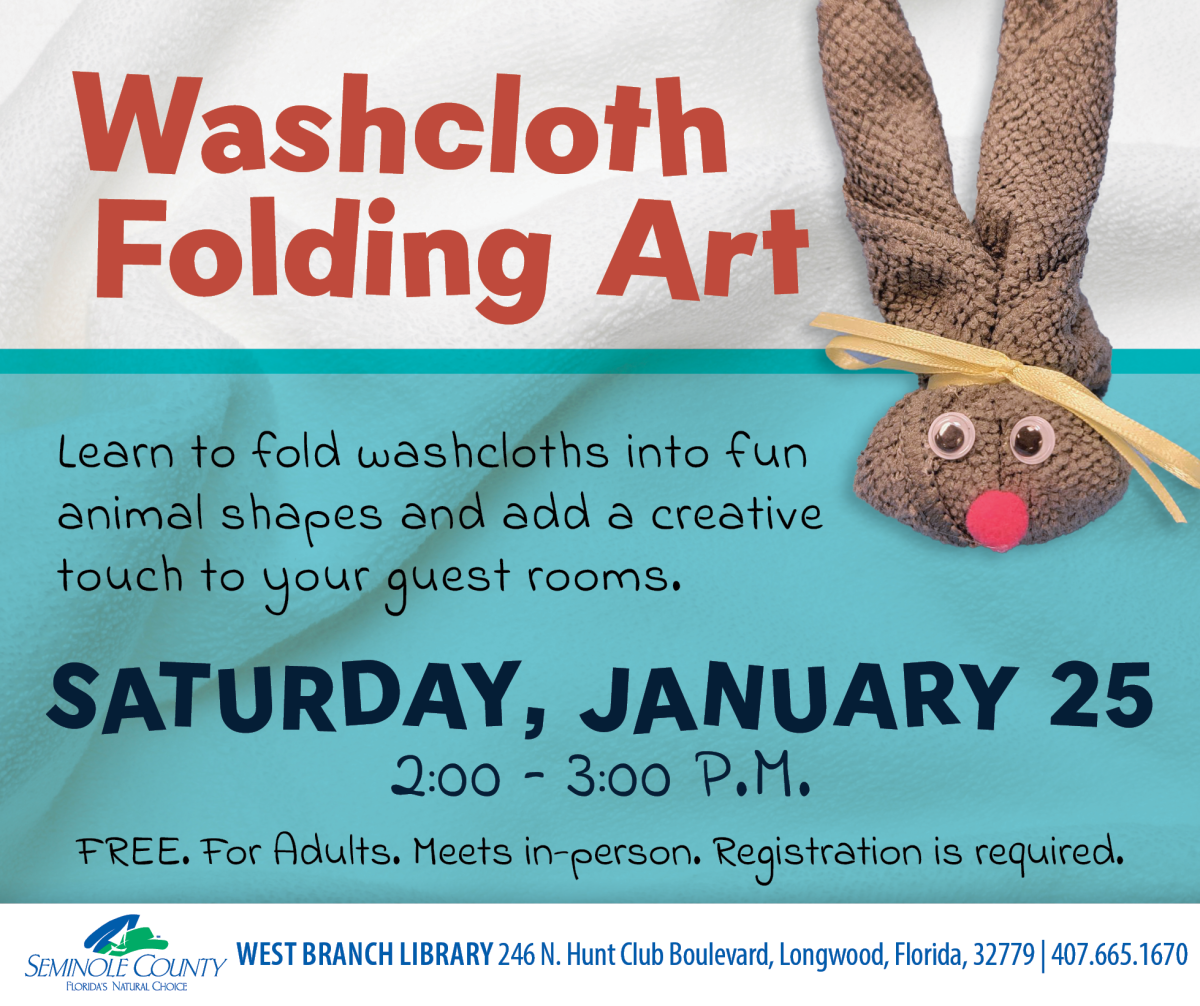 Washcloth Folding Art program at West Branch Library