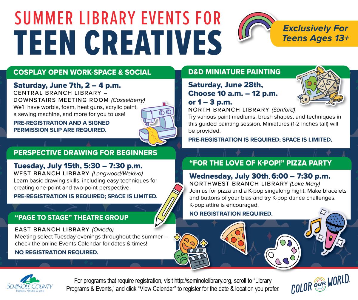 Summer Library Events for Teen Creatives