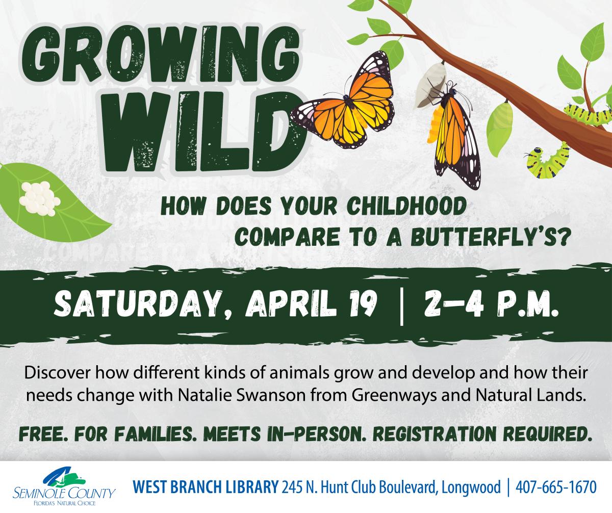 Growing Wild flyer with butterflies and description of event.