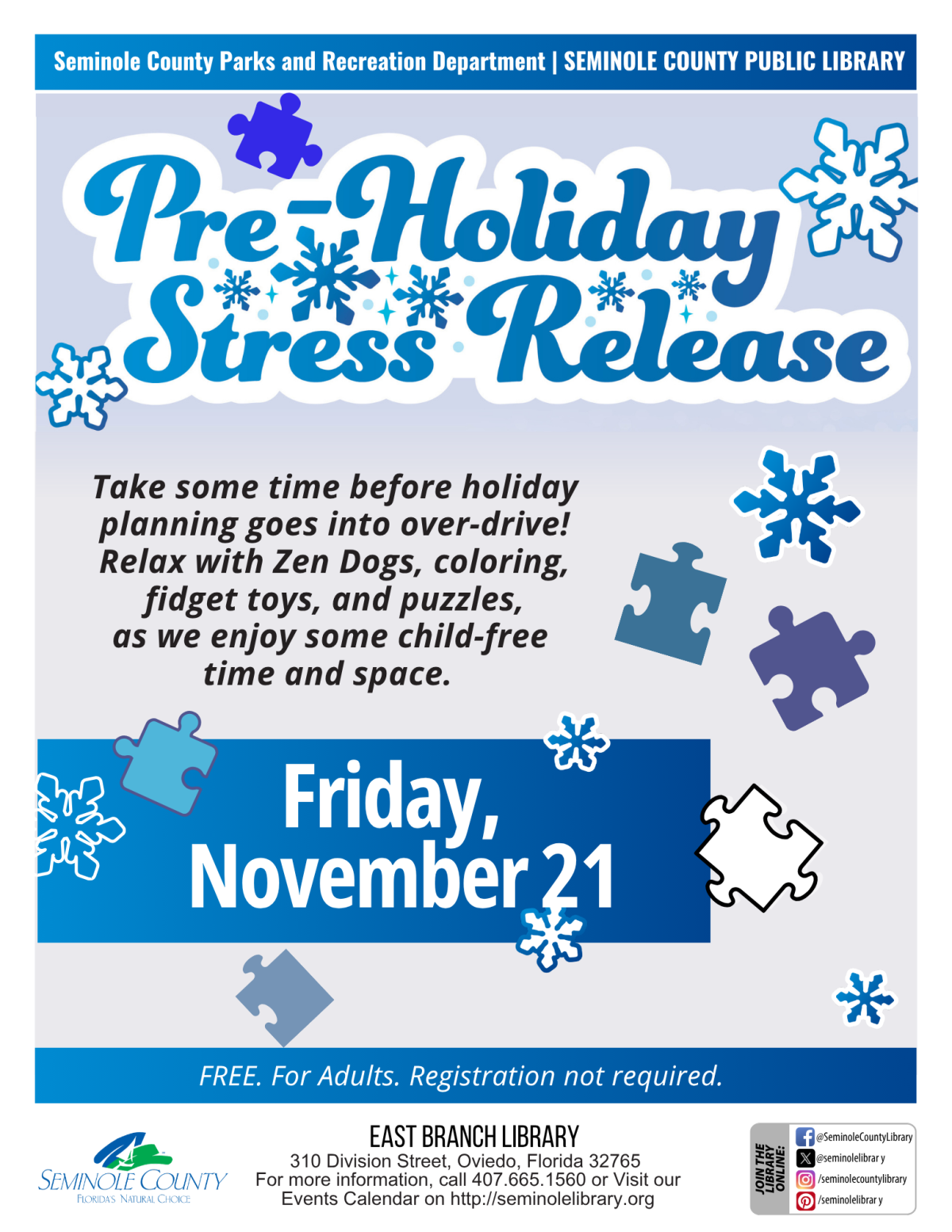 Pre-holiday stress release flyer